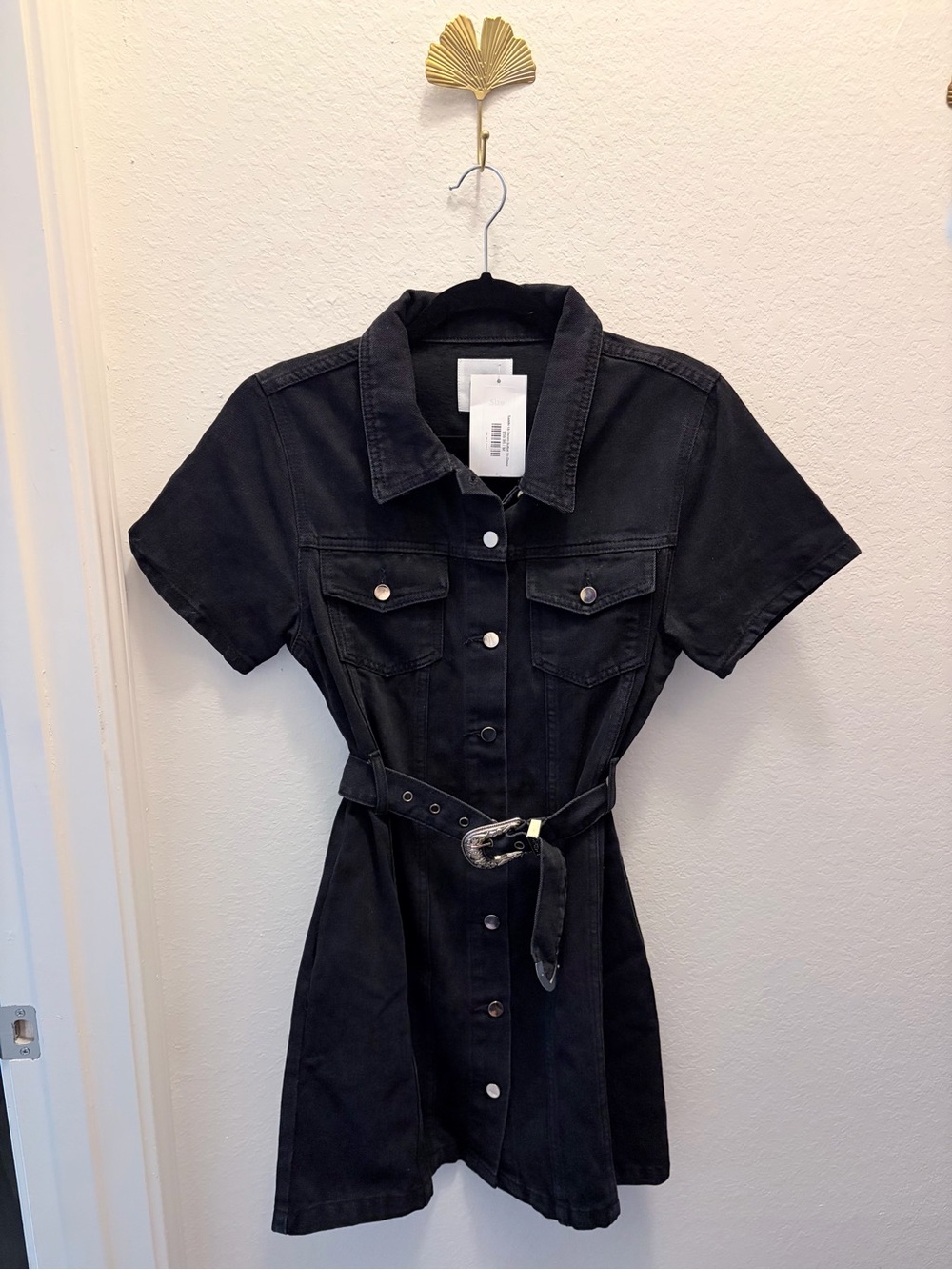 Le Lis Black Denim Western Dress Size Medium NWT